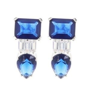 NADRI Earrings Sapphire Blue Square Drop  Earrings